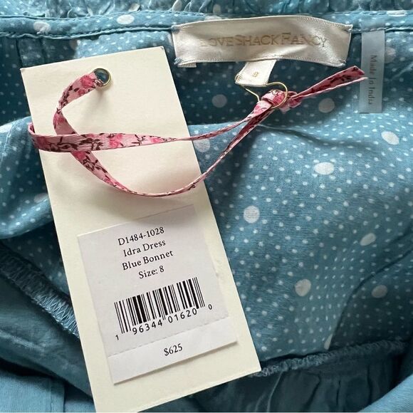 Loveshackfancy Idra Cotton Polka Dot Maxi Dress Blue Bonnet Size 8 MSRP $625 - Picture 10 of 11